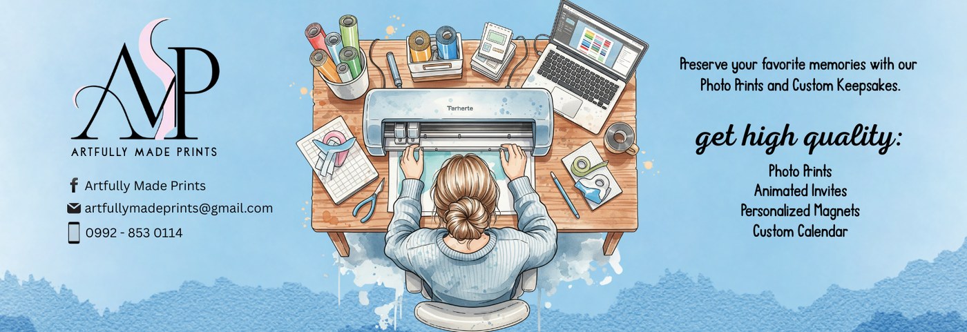 Artfully Made Prints cover photo — design workspace illustration